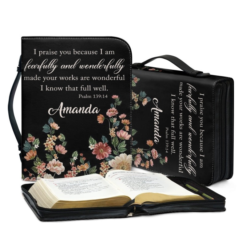 Personalized Floral Psalm 139:14 Bible Cover
