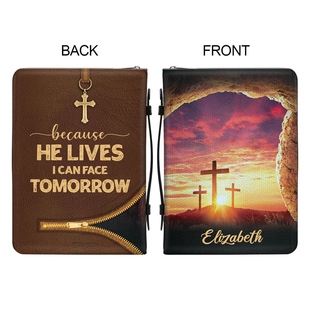 Because He Lives Personalized Bible Cover