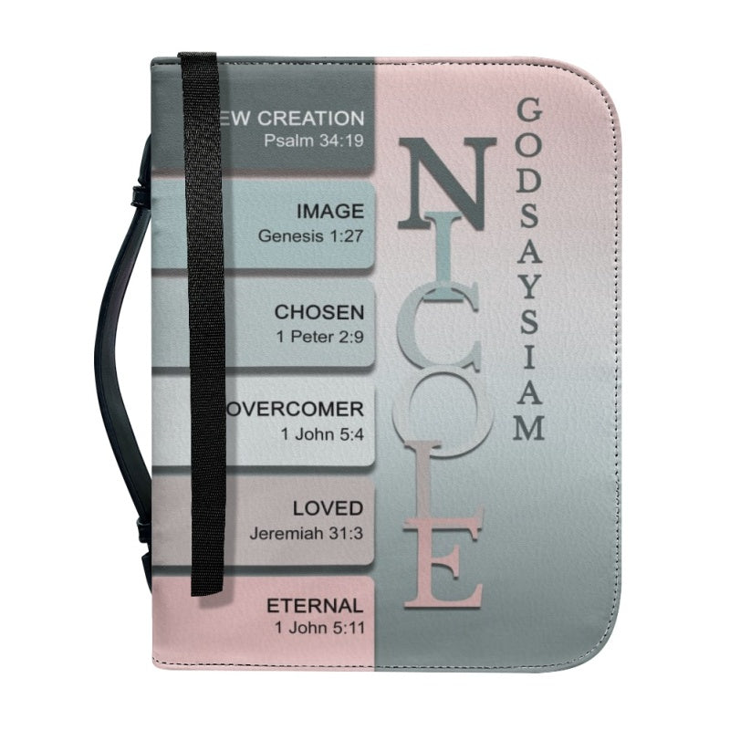 Personalized Silver Pink Name Bible Cover