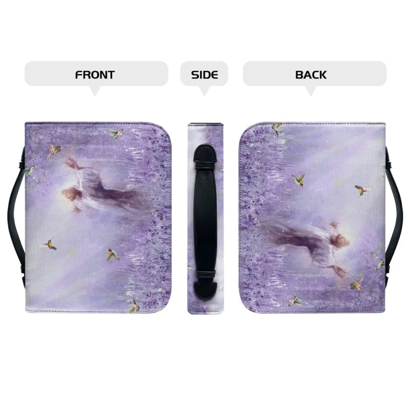 Personalized Jesus in Purple Meadow Bible Cover
