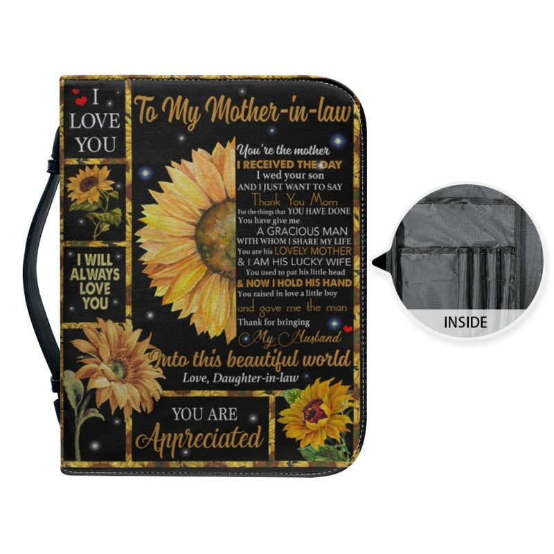 Sunflower Mother-in-Law Personalized Bible Cover