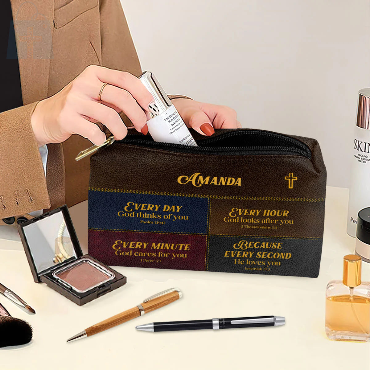God Thinks of You Personalized Cosmetic Bag