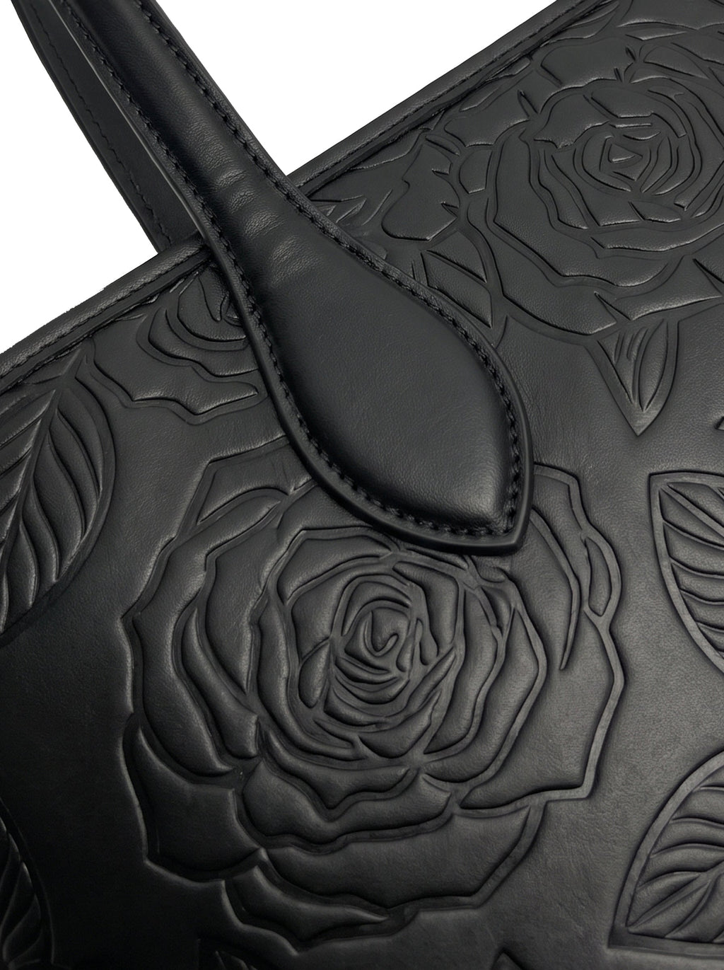 Matthew 19:26 Black Embossed Leather Tote Bag