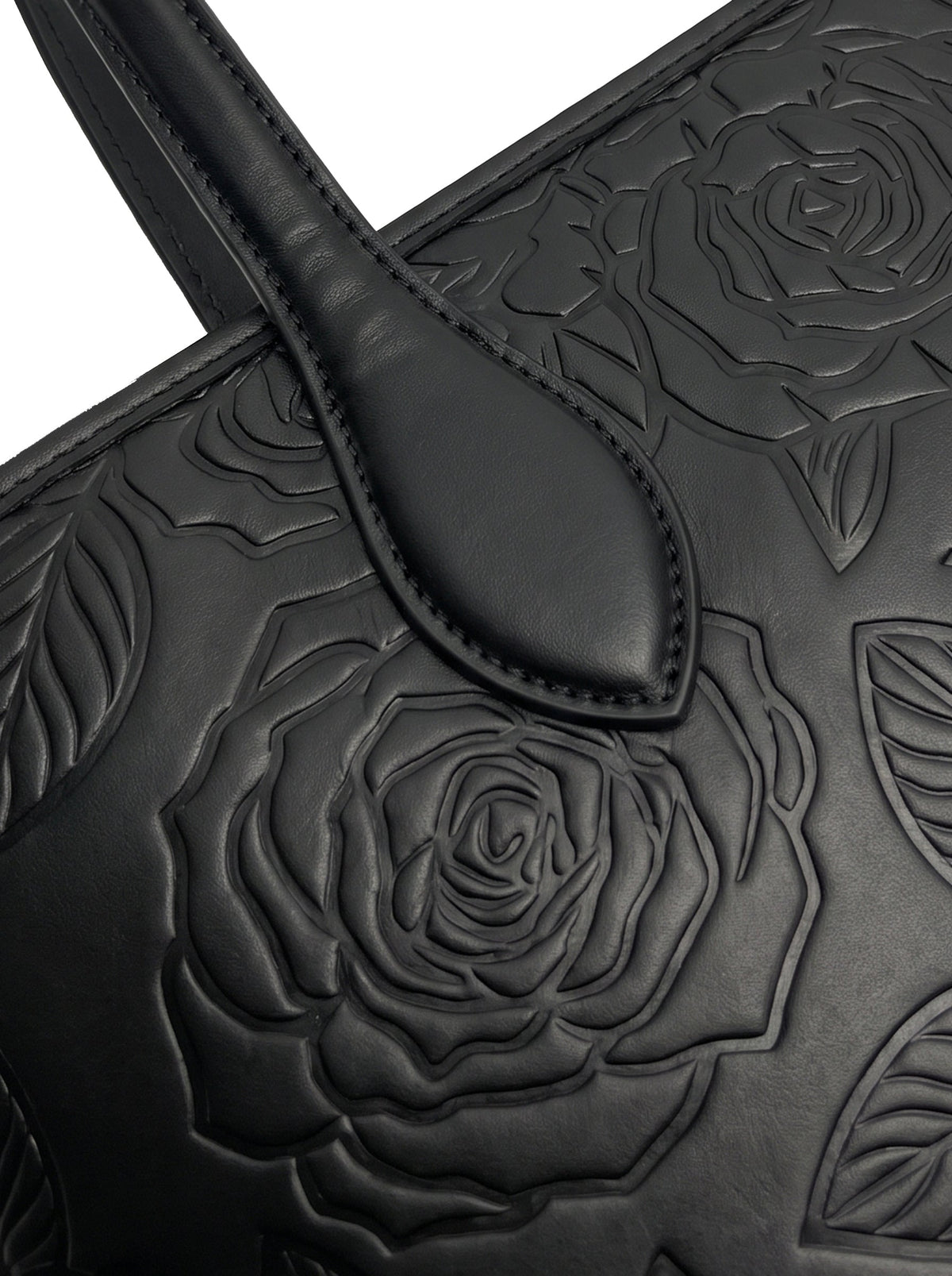 Matthew 19:26 Black Embossed Leather Tote Bag