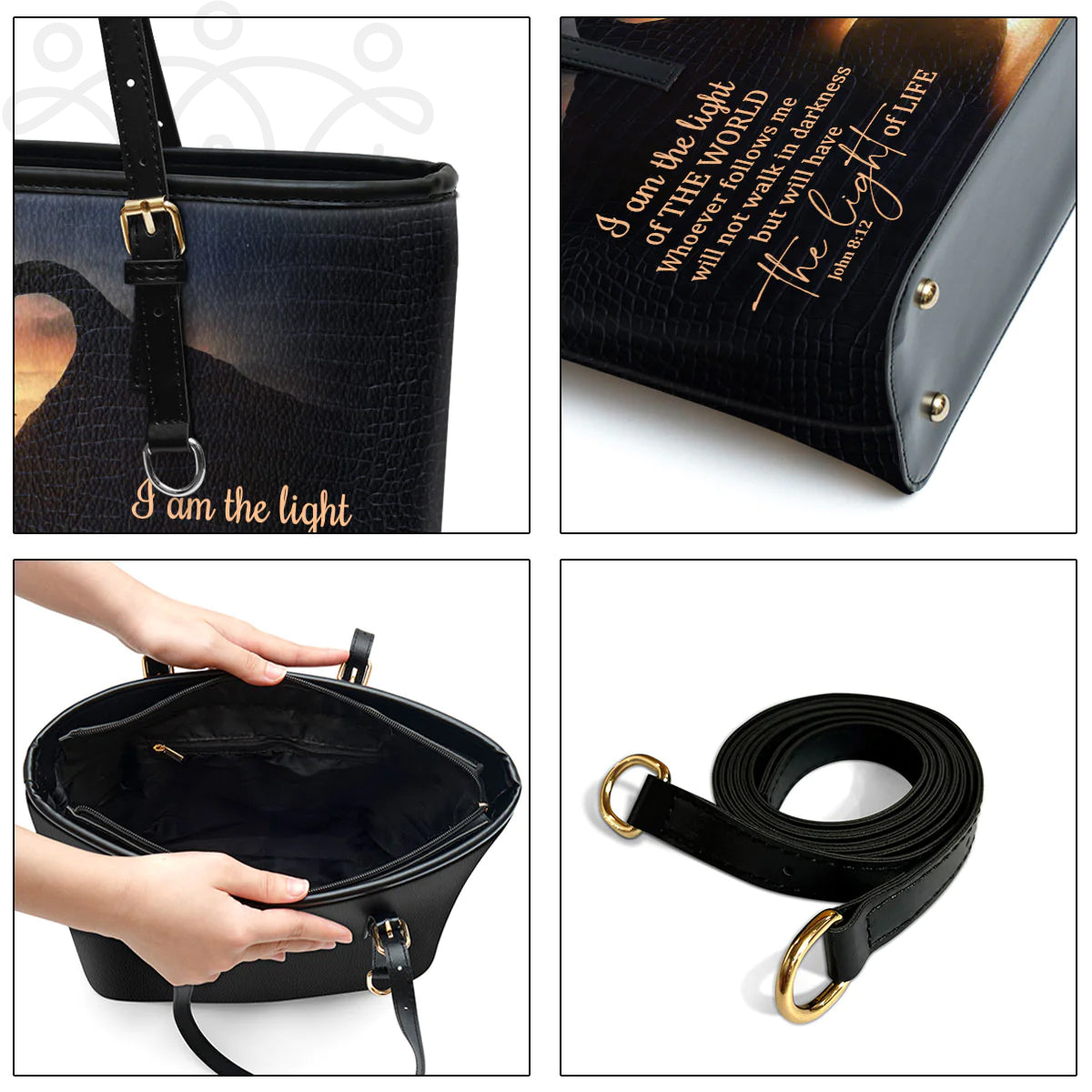 Personalized Light of the World Leather Handbag