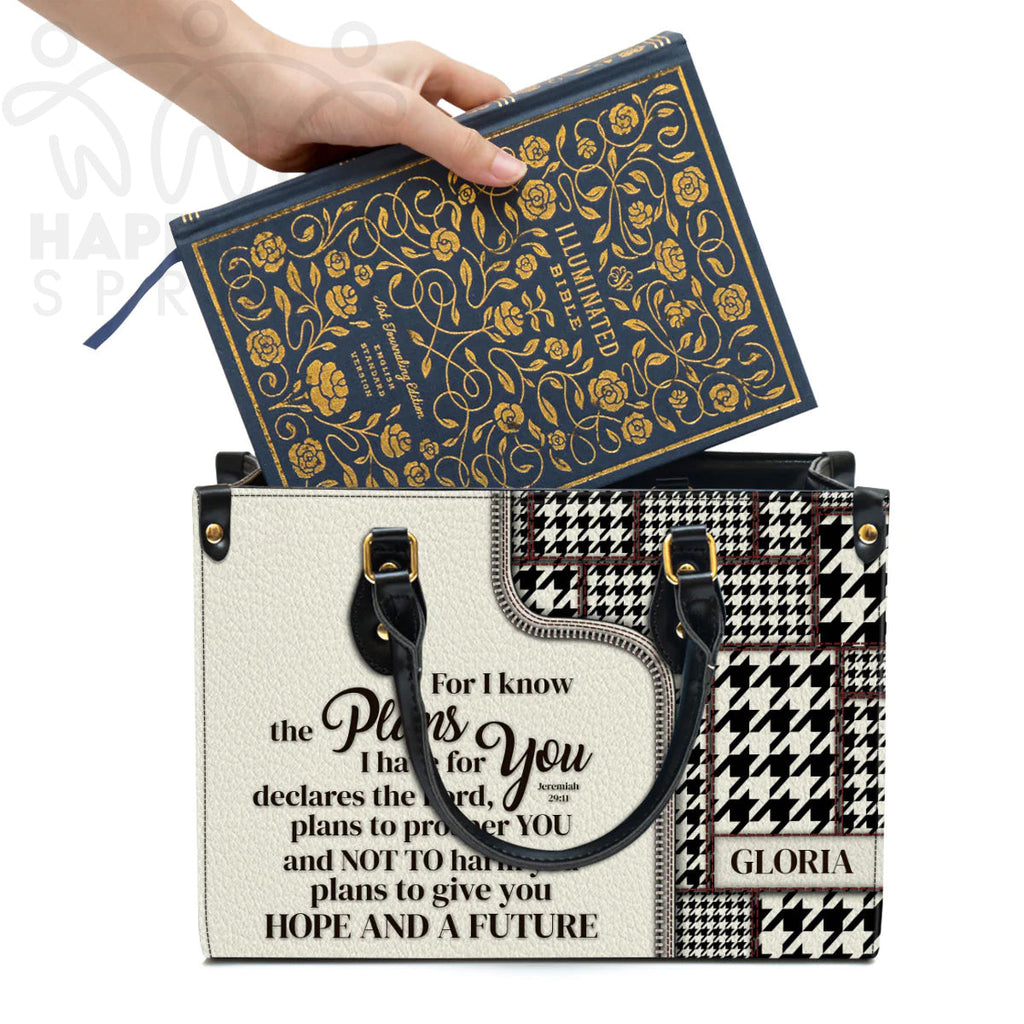 Personalized Jeremiah 29:11 Leather Tote Bag