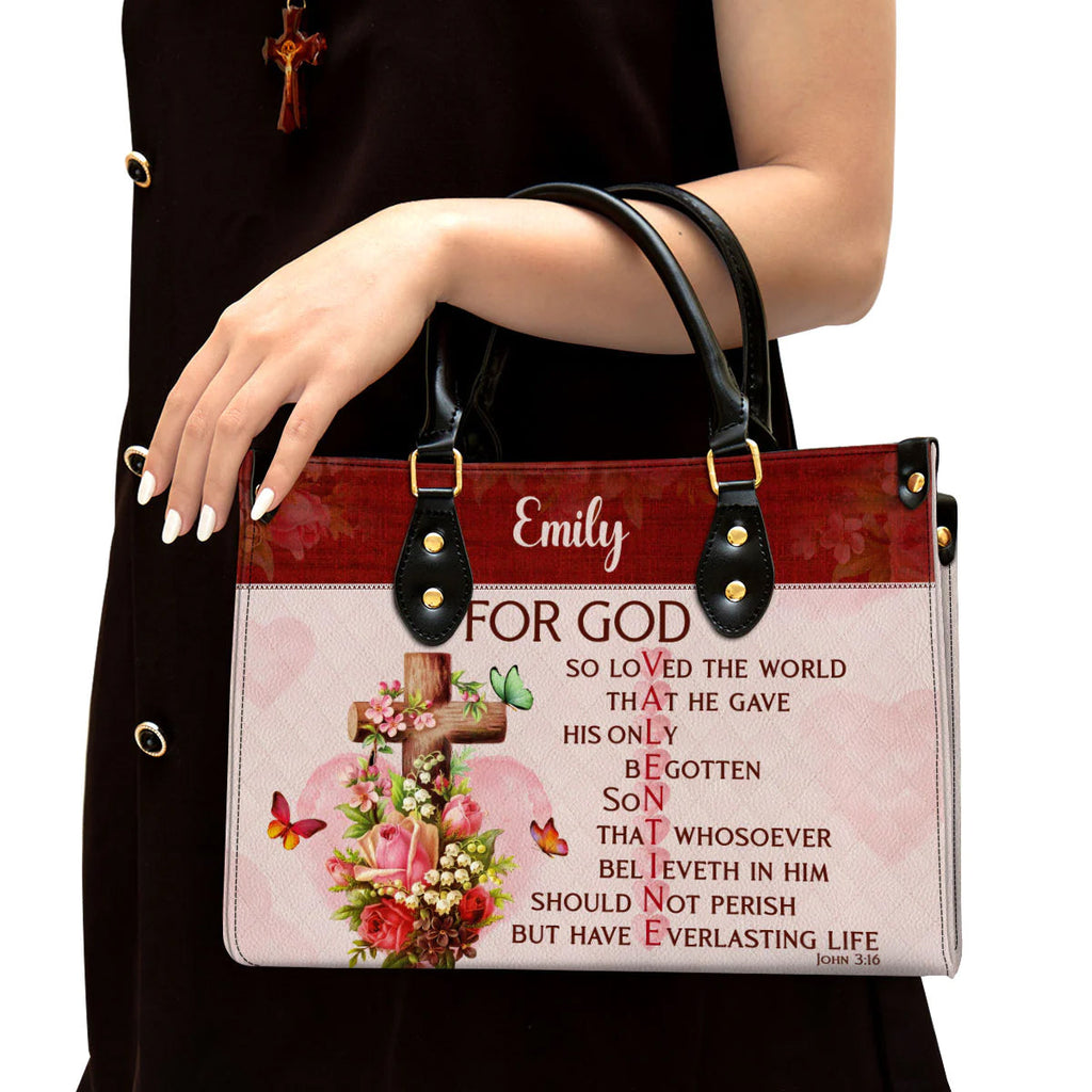 For God So Loved The World Leather Tote Bag