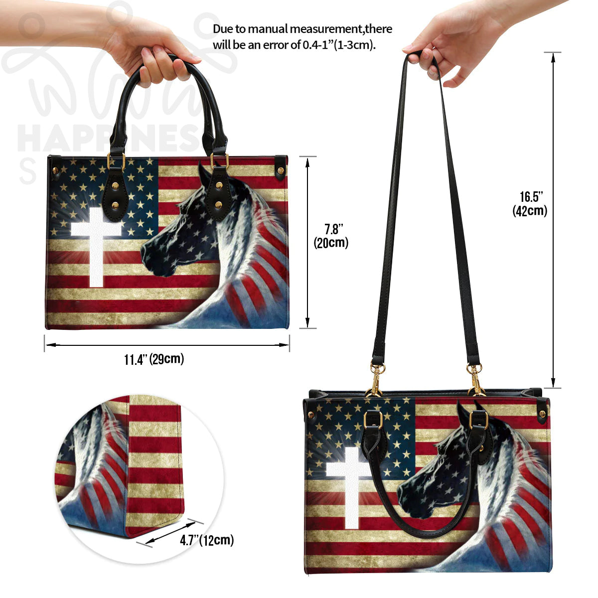Personalized American Flag Leather Tote Bag
