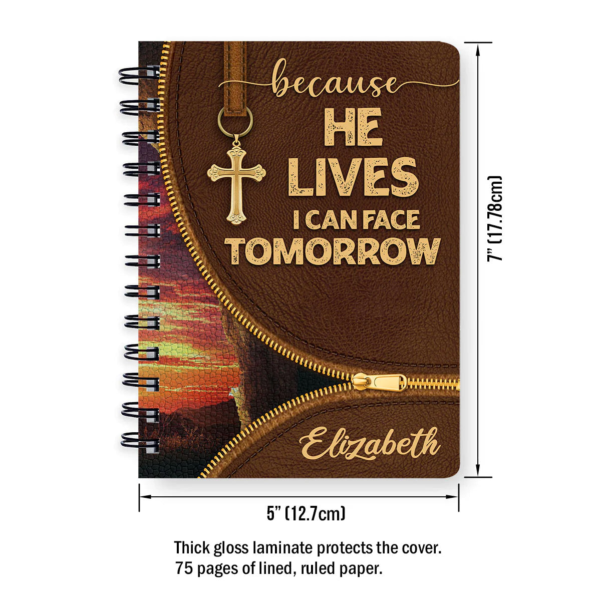 Personalized "Because He Lives" Faith Spiral Journal