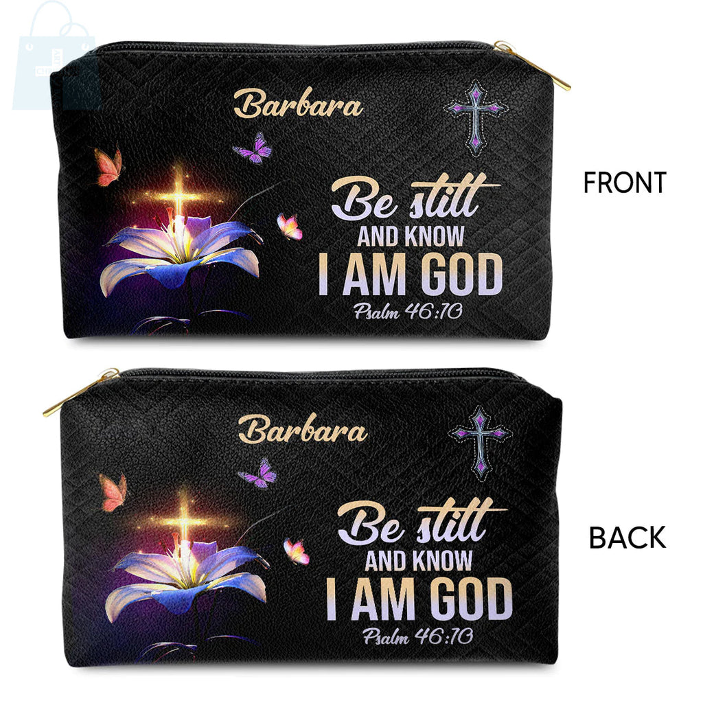 Be Still And Know Christian Leather Makeup Bag