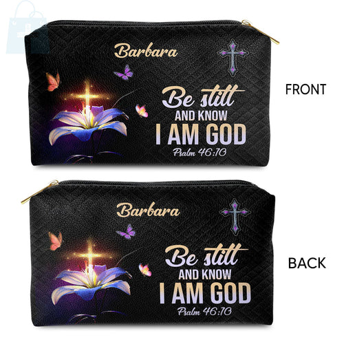 Be Still And Know Christian Leather Makeup Bag