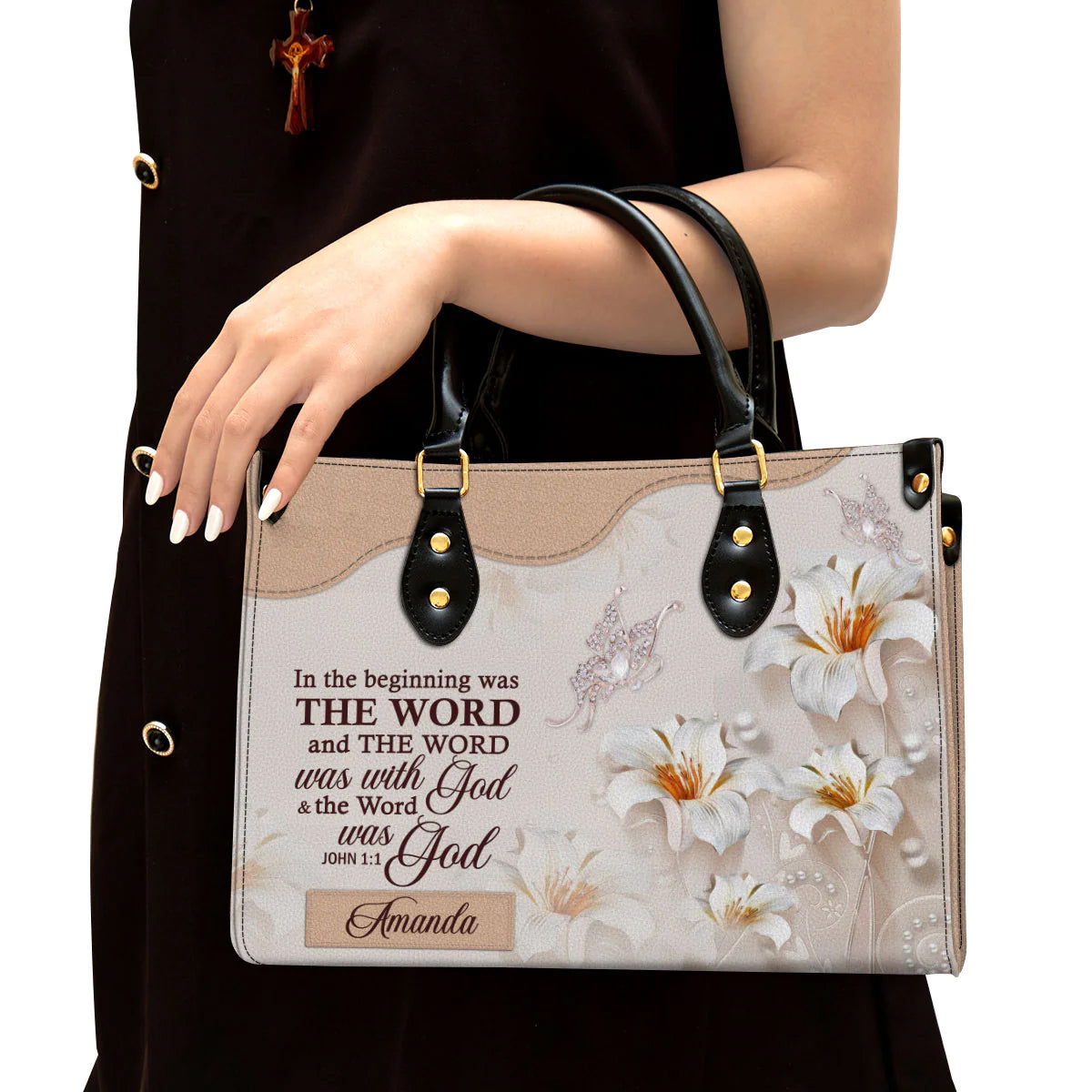 The Word Was With God Personalized Leather Tote