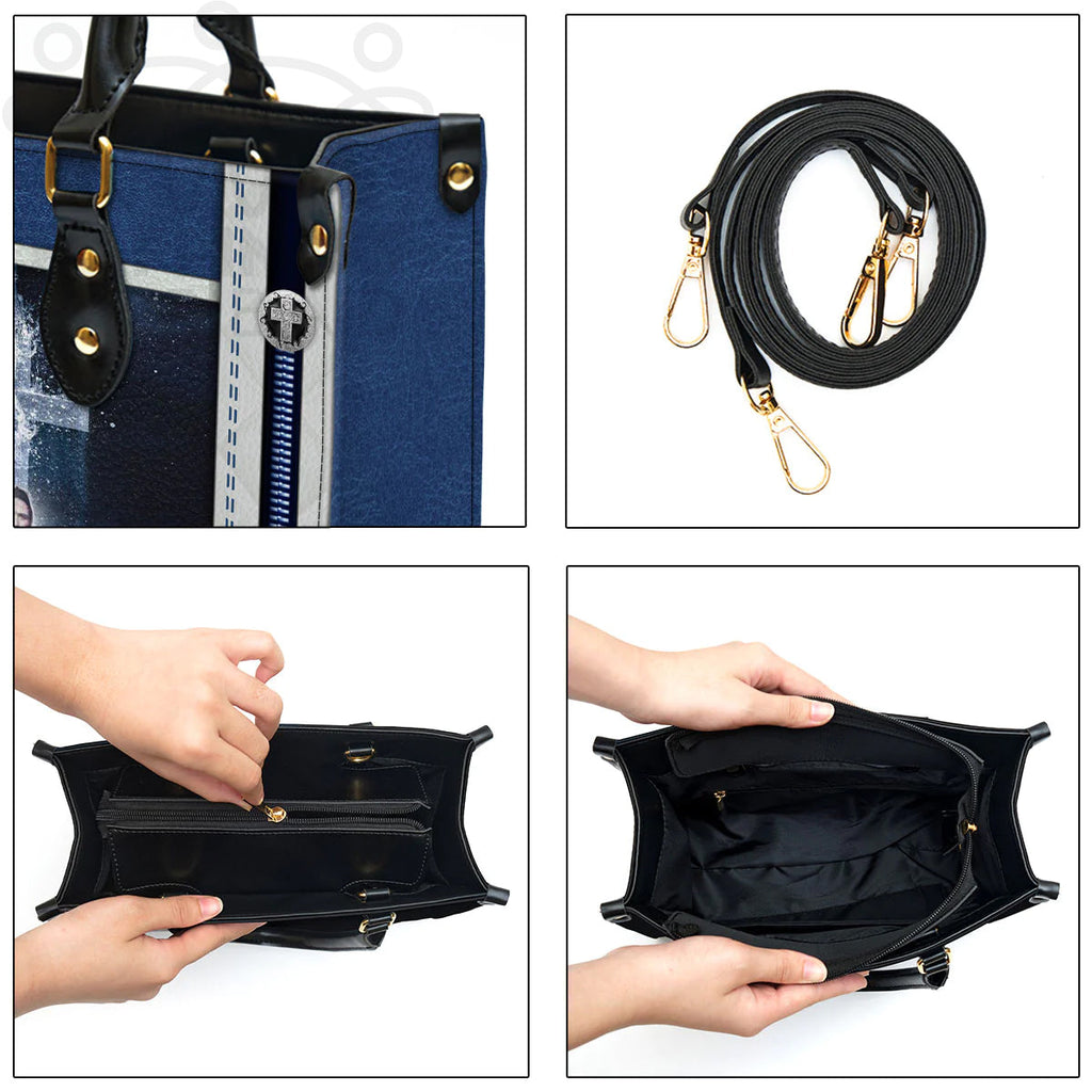 Personalized 'I Will Be With You' Leather Handbag