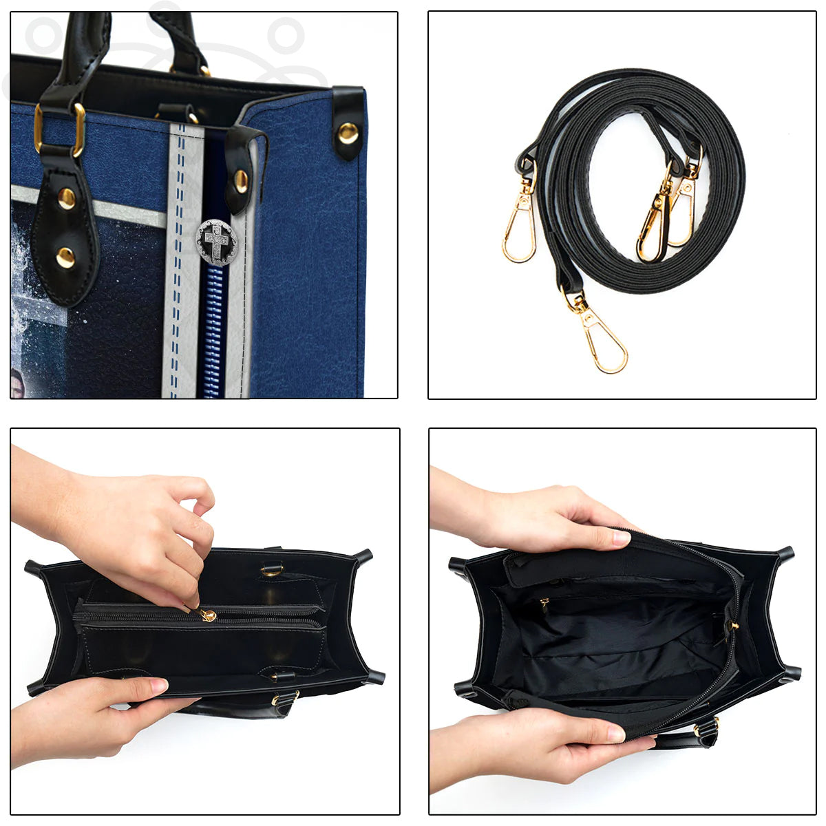 Personalized 'I Will Be With You' Leather Handbag