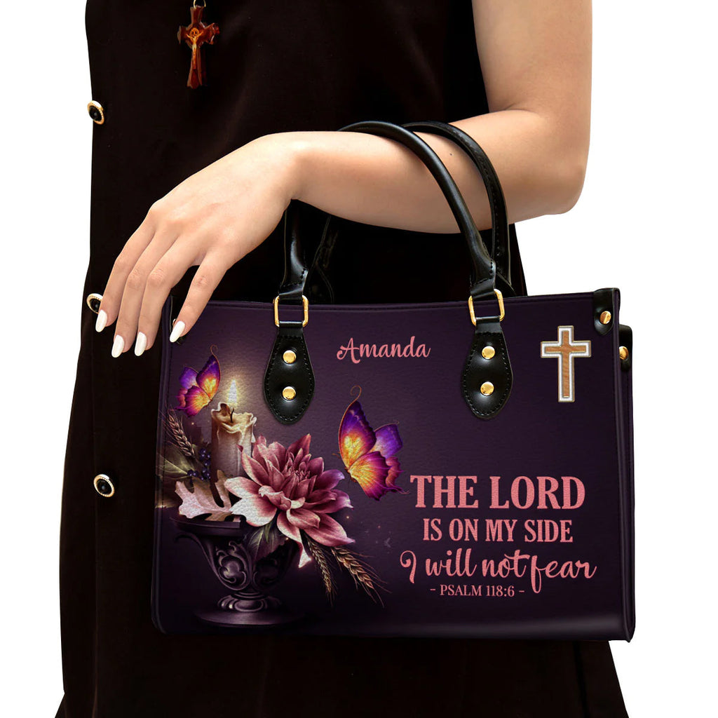 Psalm 118:6 Custom Christian Leather Tote Bag