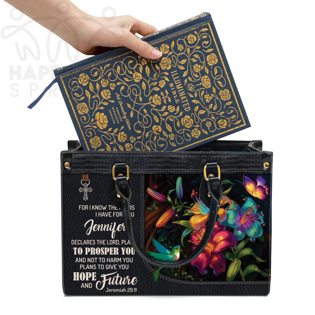 Personalized I Know The Plans Leather Handbag