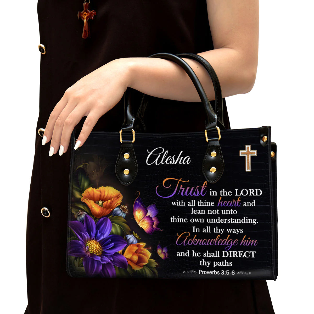 Trust in the Lord Personalized Leather Tote Bag
