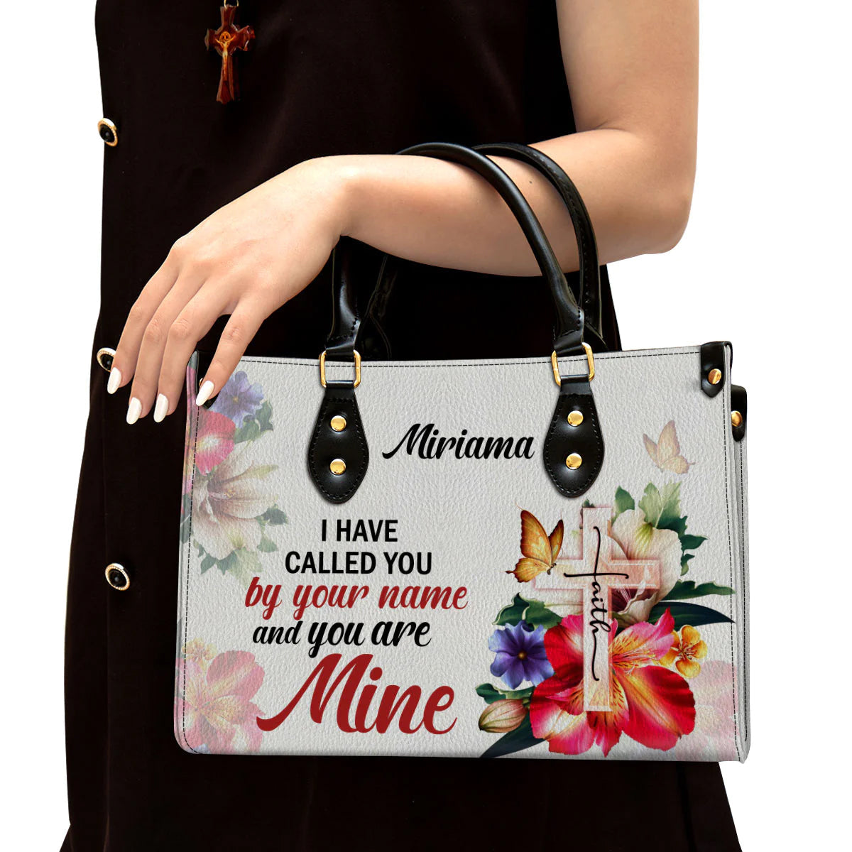 Personalized Isaiah 43:1 Christian Leather Tote
