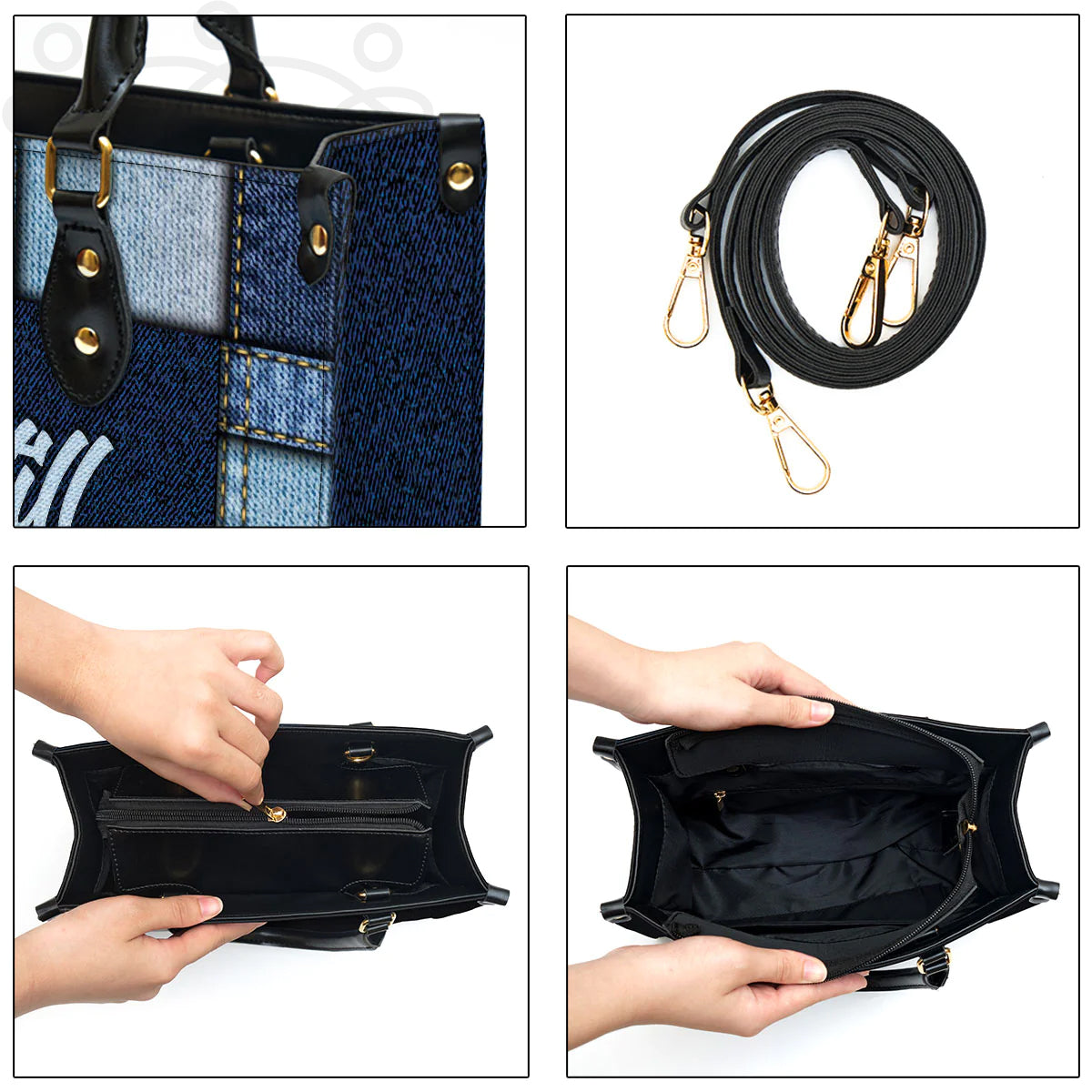 Personalized 'Be Still' Christian Leather Tote Bag