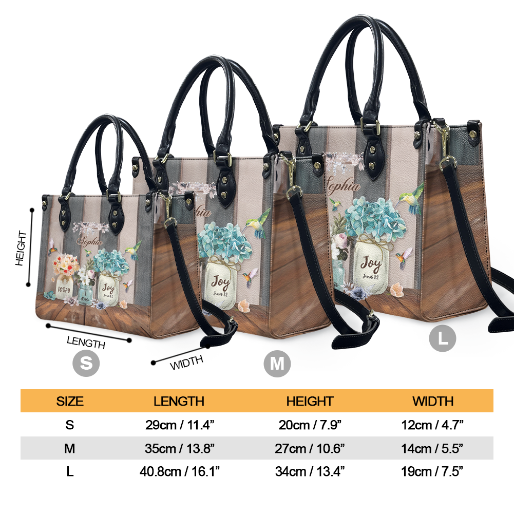 Today I Choose Joy Hummingbird Leather Handbag