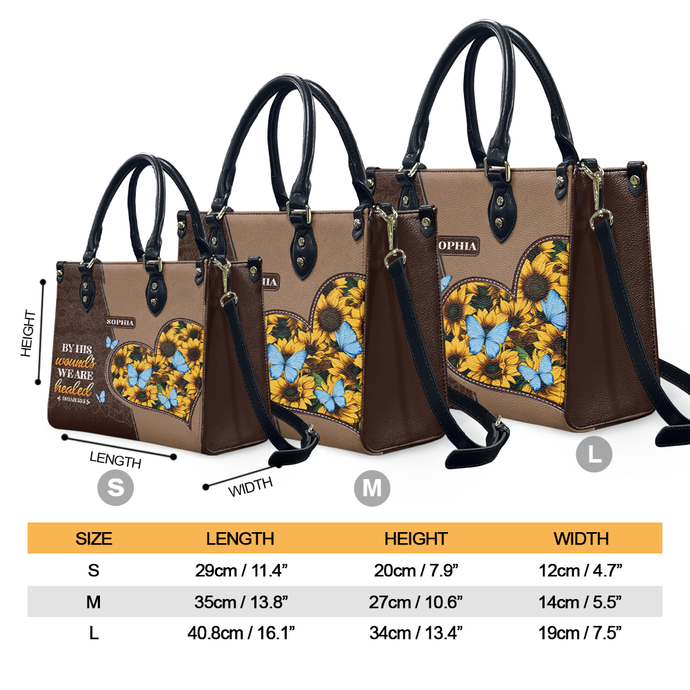 Custom Faith Sunflower Butterfly Leather Handbag