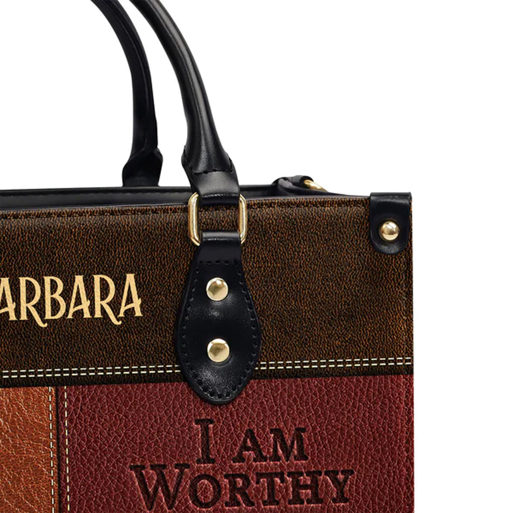I Am Strong I Am Loved Personalized Leather Tote