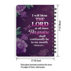Personalized "I Will Bless The Lord" Psalm Spiral Journal