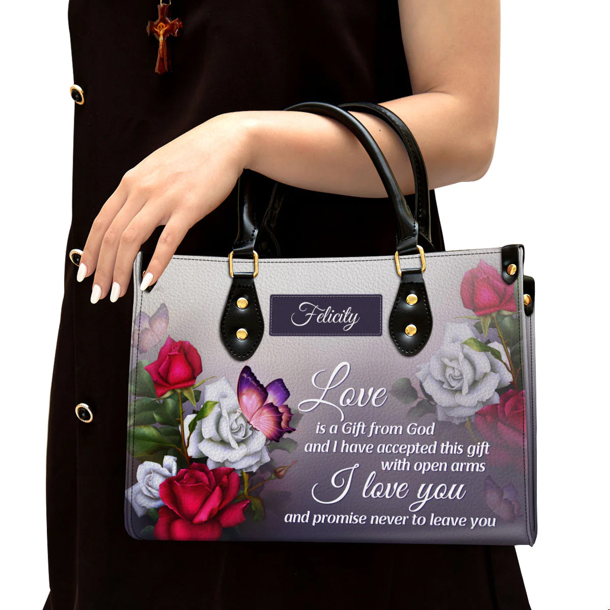 Love Is A Gift From God Personalized Leather Tote