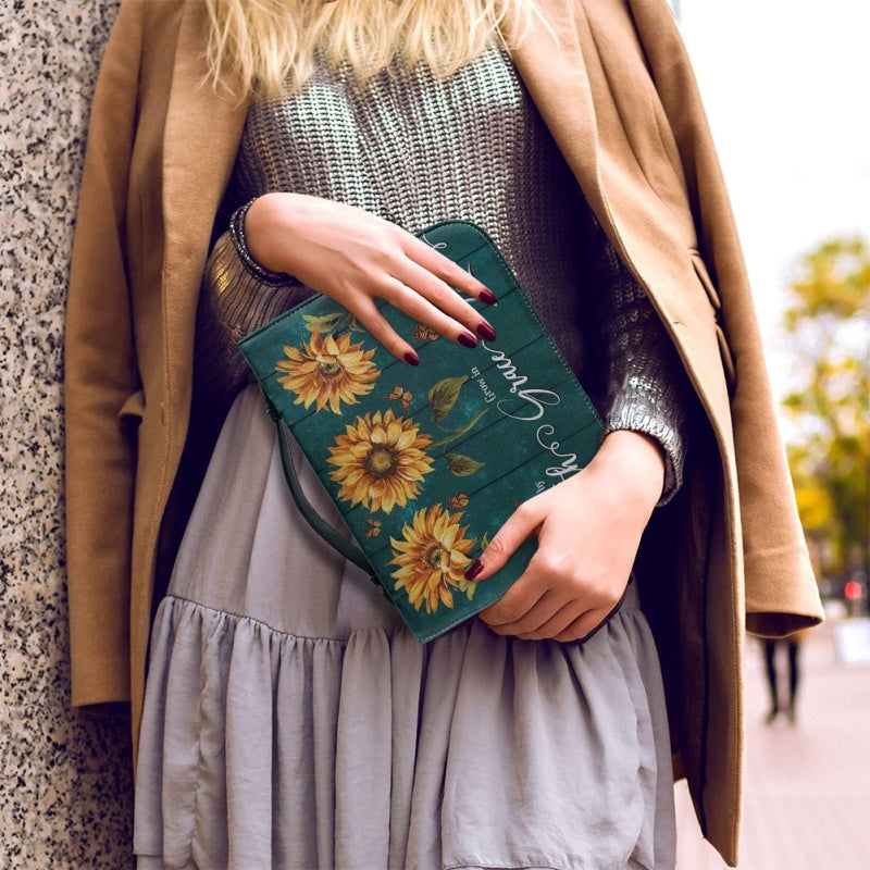 Personalized Sunflower Faith Grace Love Bible Cover