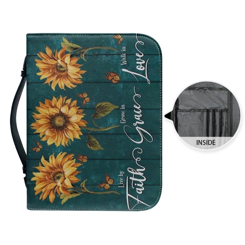 Personalized Sunflower Faith Grace Love Bible Cover