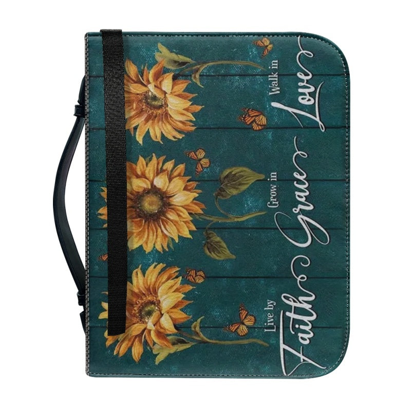 Personalized Sunflower Faith Grace Love Bible Cover