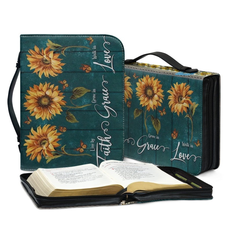 Personalized Sunflower Faith Grace Love Bible Cover