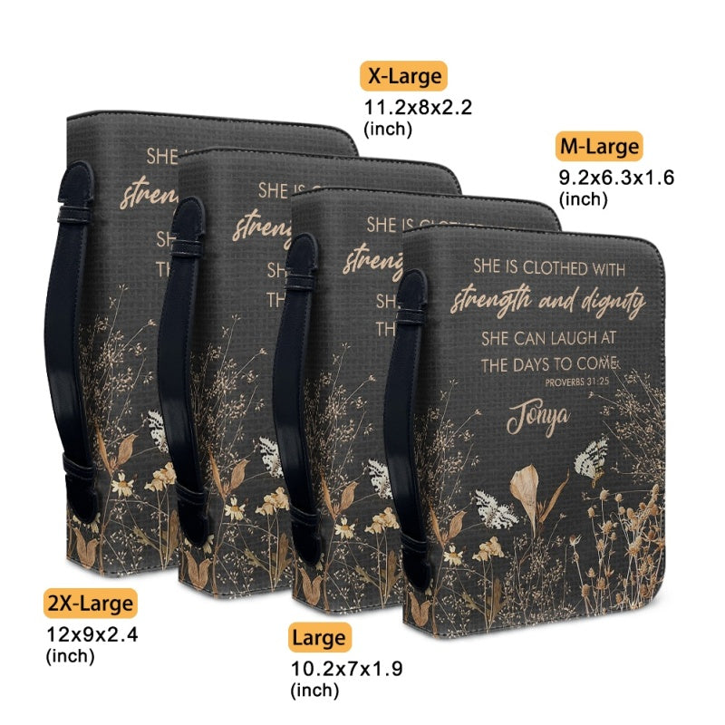 Personalized Strength & Dignity Floral Bible Cover