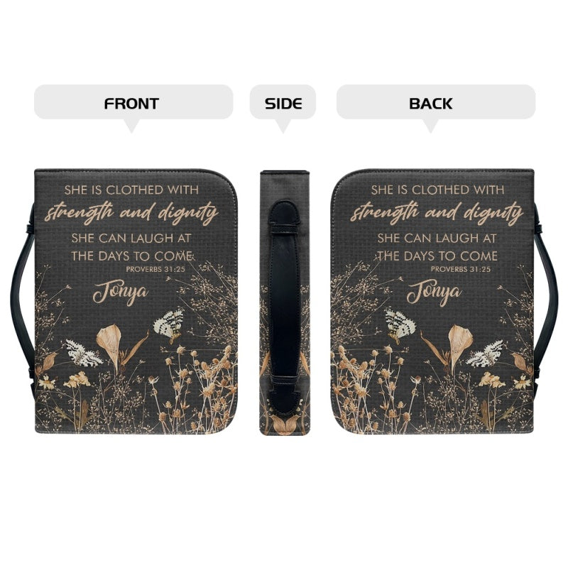 Personalized Strength & Dignity Floral Bible Cover