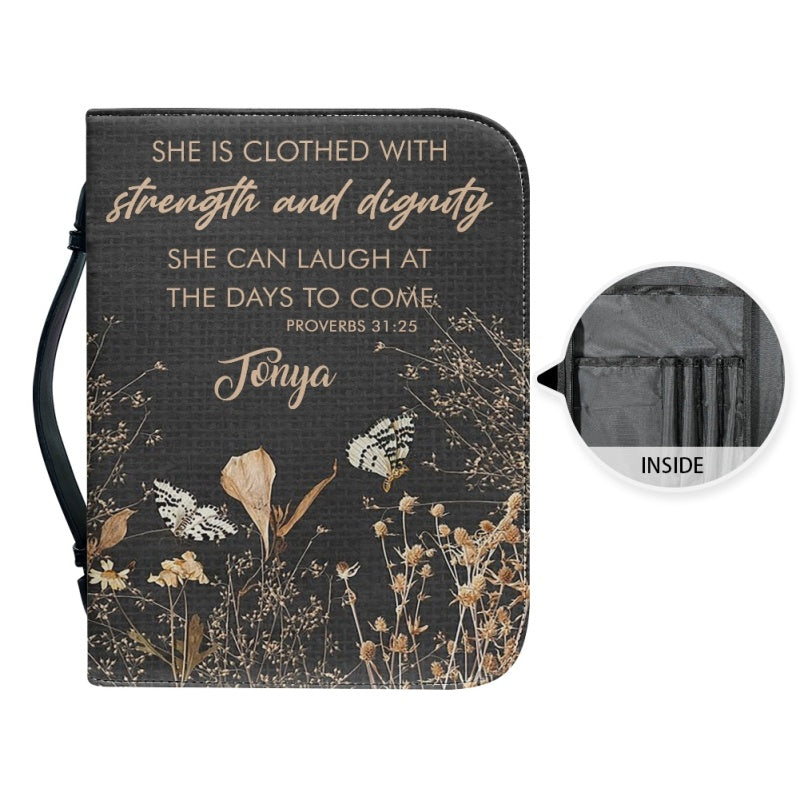 Personalized Strength & Dignity Floral Bible Cover