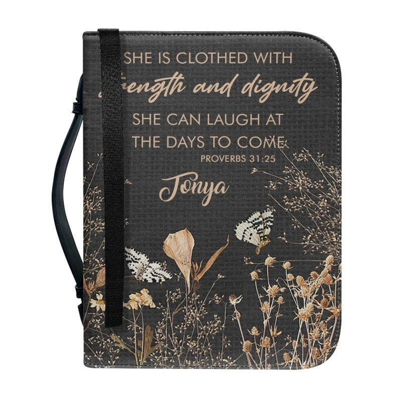 Personalized Strength & Dignity Floral Bible Cover