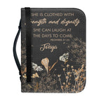 Personalized Strength & Dignity Floral Bible Cover