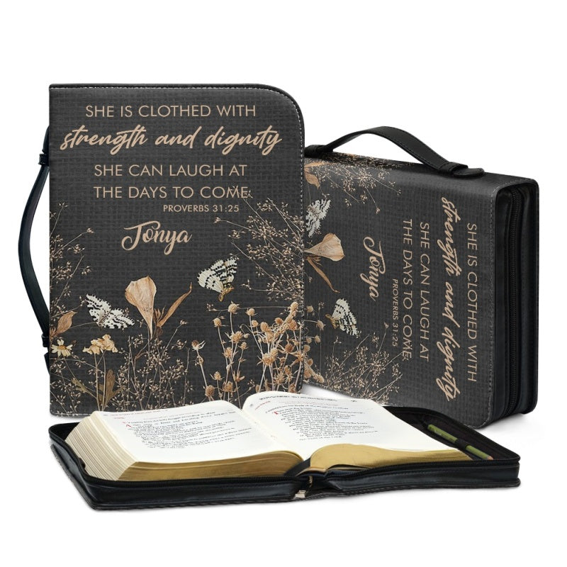 Personalized Strength & Dignity Floral Bible Cover