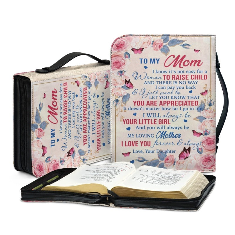 Personalized Mom Butterfly Rose Bible Cover