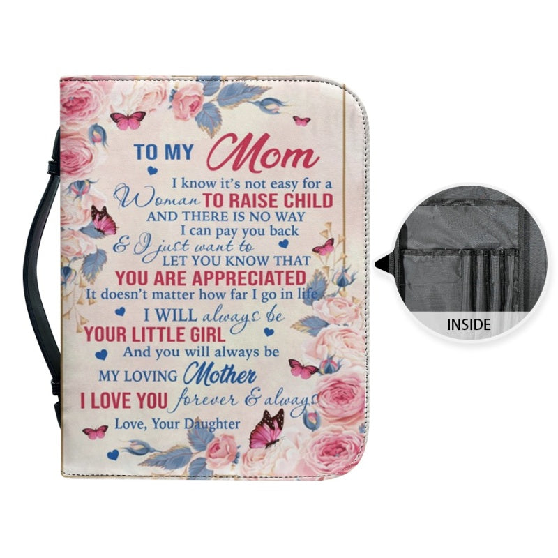 Personalized Mom Butterfly Rose Bible Cover