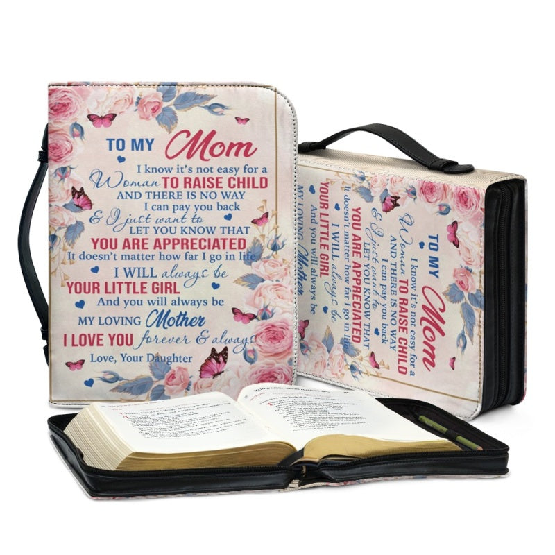 Personalized Mom Butterfly Rose Bible Cover