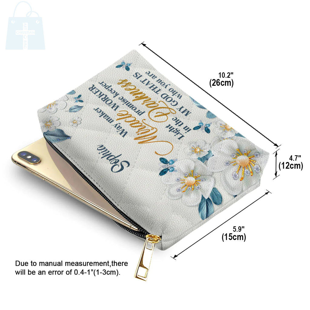 Way Maker Floral Leather Cosmetic Bag