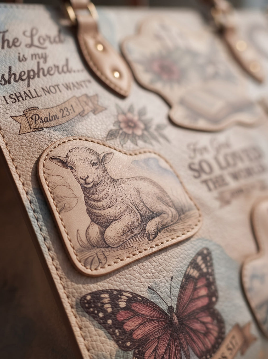 John 3:16 Applique Leather Handbag