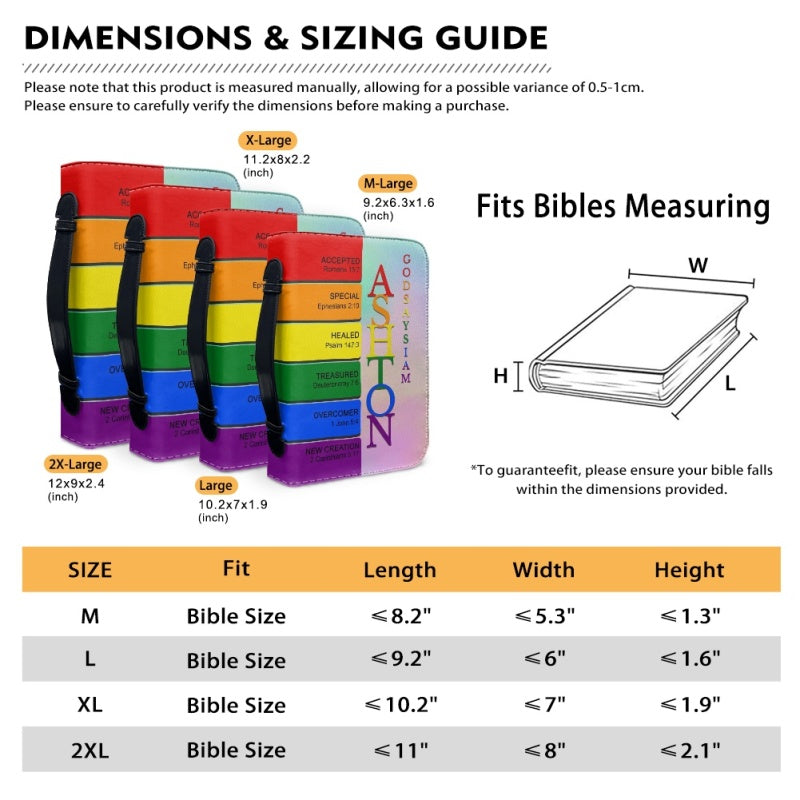 Personalized Rainbow Name Meaning Bible Cover