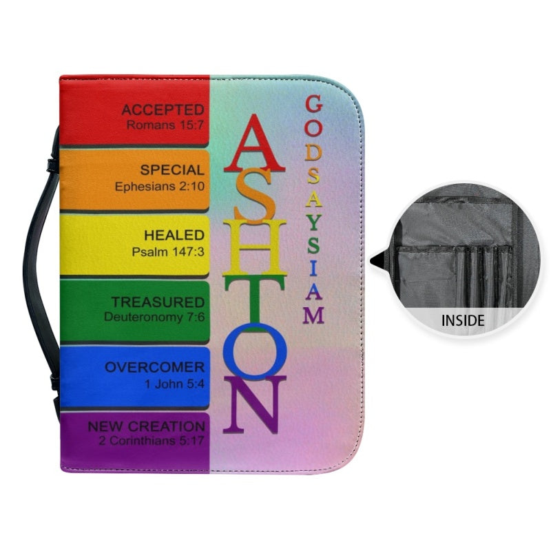 Personalized Rainbow Name Meaning Bible Cover