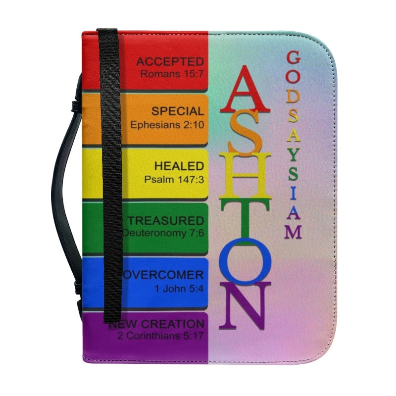 Personalized Rainbow Name Meaning Bible Cover