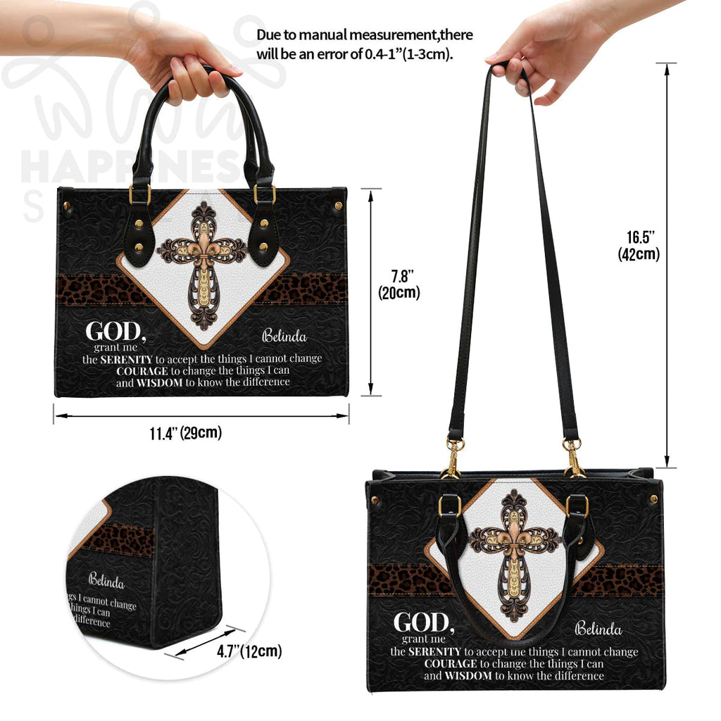 Personalized Christian Cross Leather Tote Bag