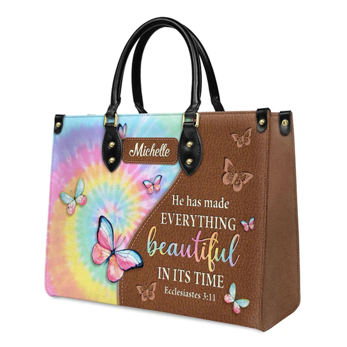 Ecclesiastes 3:11 Personalized Leather Tote Bag