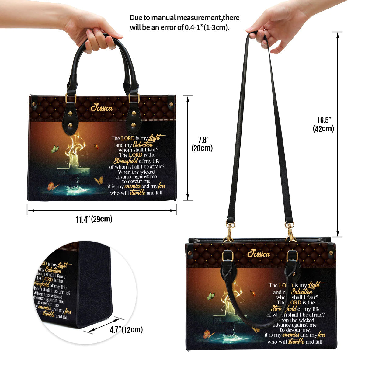 The Lord Is My Light Personalized Leather Tote