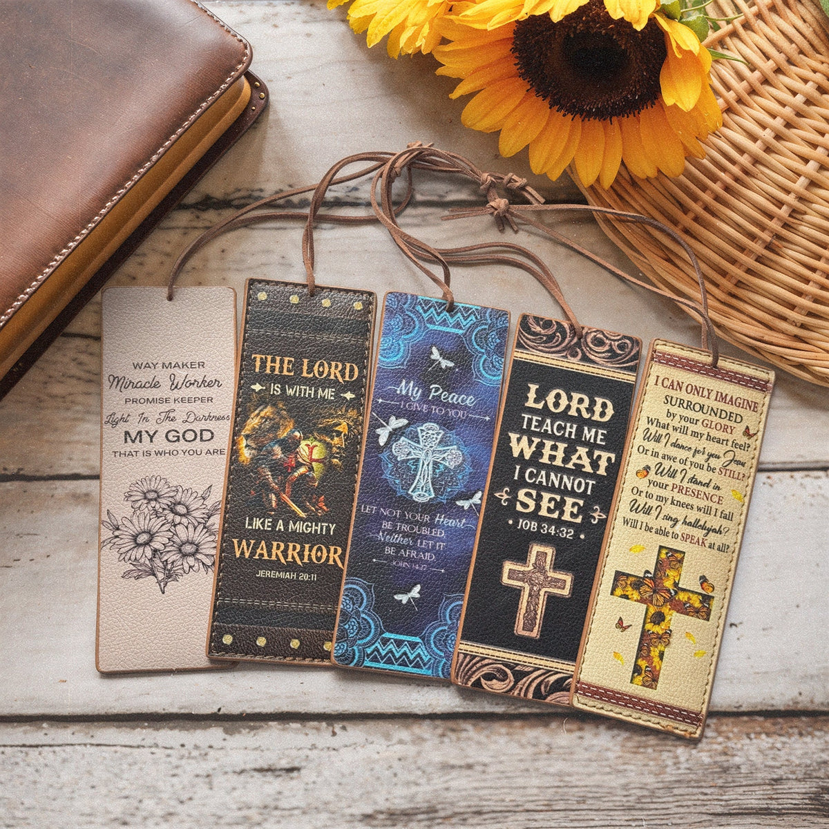 Wisdom Vintage Leather Bookmark Set